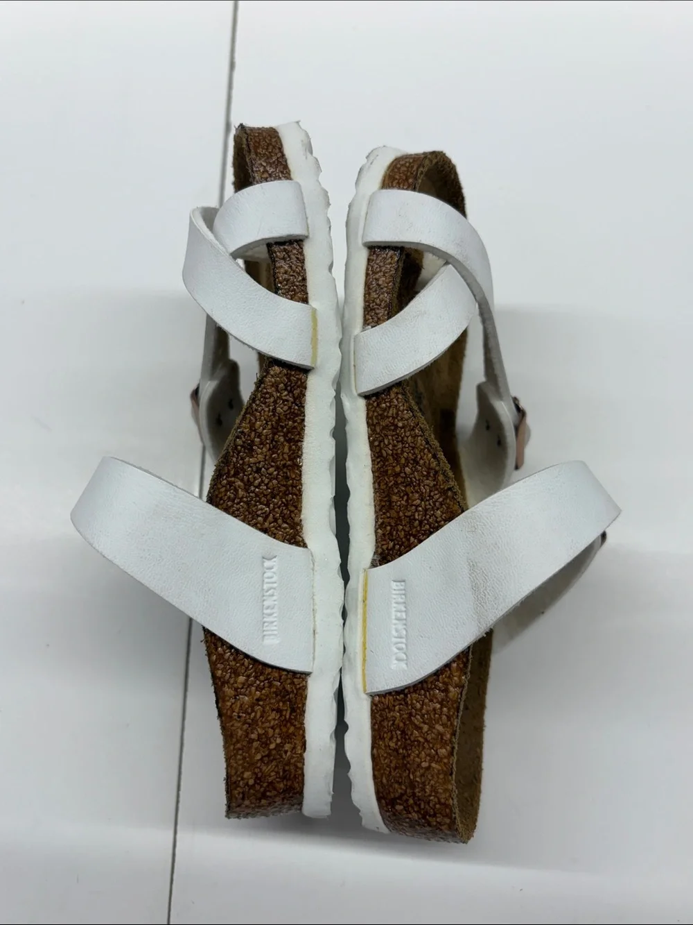 NEW Birkenstock Kids White Buckle Cork Footbed Sandals Size 9-9.5